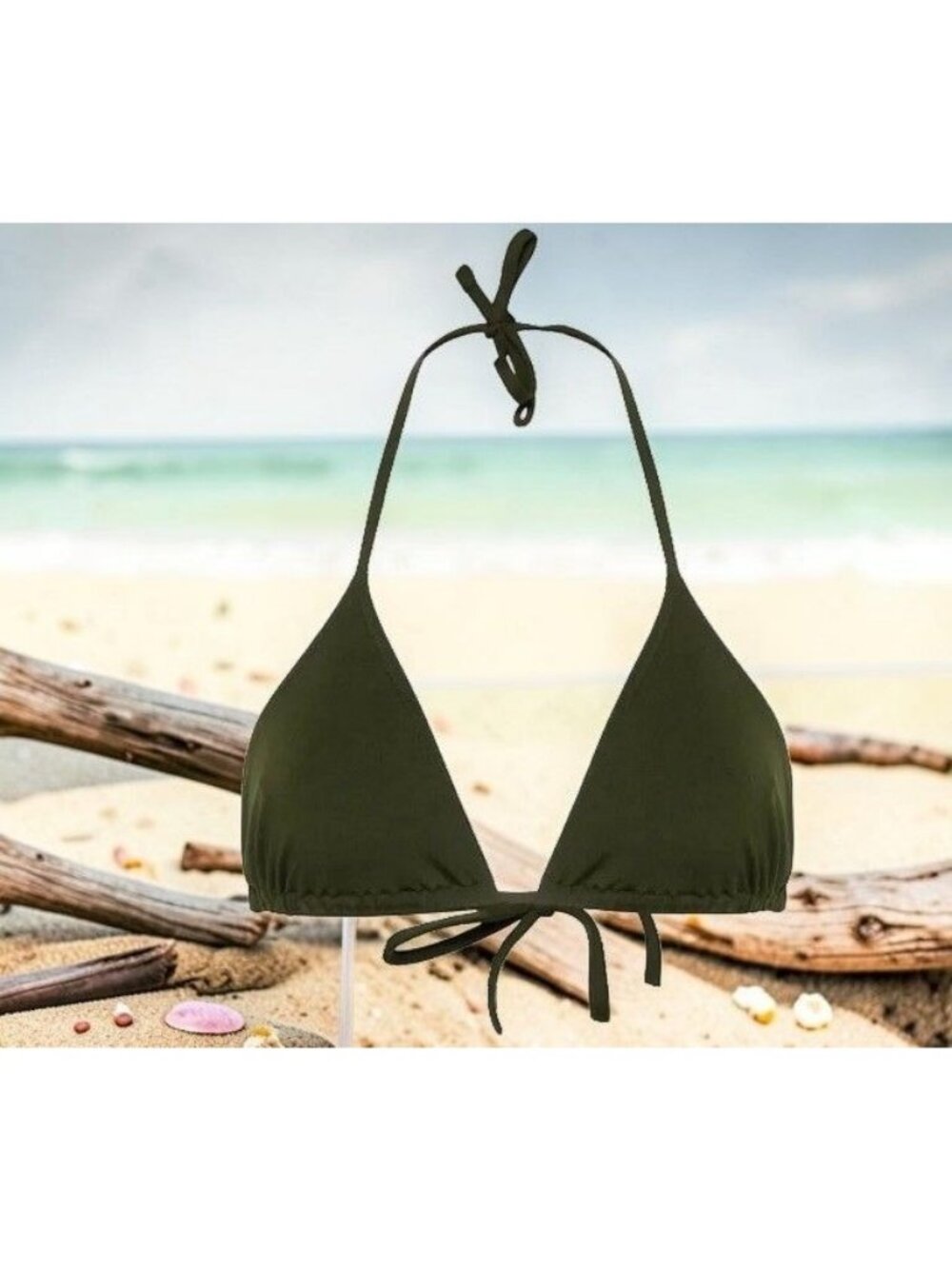 ERES Mouna Duni triangle bikini top in Olive Size 40 US 8 NWT